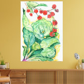 Entwurf von Rhubarb und Himbeeren auf Leinwand (Insitu (Wohnzimmer))