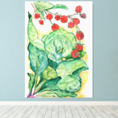 Entwurf von Rhubarb und Himbeeren auf Leinwand (Insitu (Holzboden))