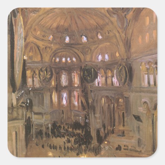 Entwurf von Santa Sophia von John Singer Sargent Quadratischer Aufkleber (Vorderseite)