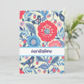 Entwurf von Vögeln und Erdbeeren Einladung (Stehend Vorderseite)