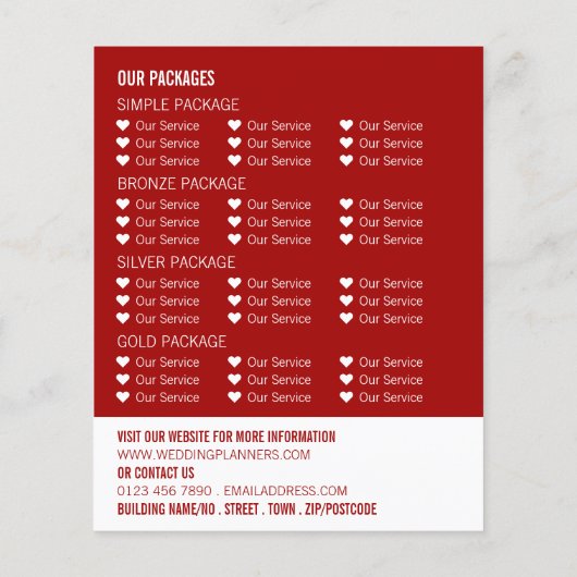 Entwurf von Vorschlägen, Werbung für Hochzeitsvera Flyer (Hinten)