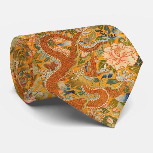 ENTWURF ZWISCHEN PONIEN,BLUME,GRÜNEN BLÄTTER KRAWATTE (Gerollt)