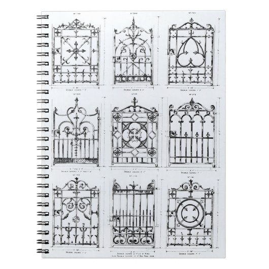 Entwürfe für Gusseisengeländer, von 'Macfarlanes Notizblock (Vorderseite)