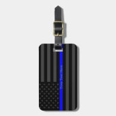 Entwurfs-dünne blaue Linie personalisierte Gepäckanhänger (Vorderseite vertikal)