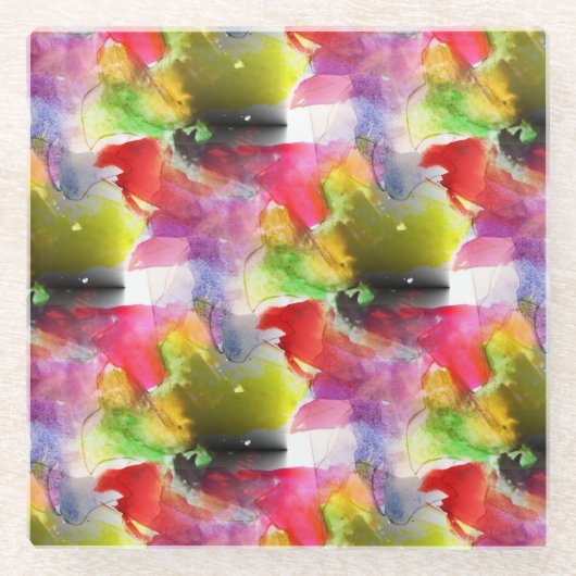 Entwurfsbeschaffenheit rot, gelbes Aquarell Glasuntersetzer (Vorderseite)