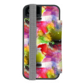 Entwurfsbeschaffenheit rot, gelbes Aquarell Incipio iPhone Geldbeutel-Hülle (Folio Rückseite)