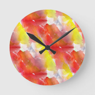 Entwurfsbeschaffenheits-Aquarellhintergrund Runde Wanduhr