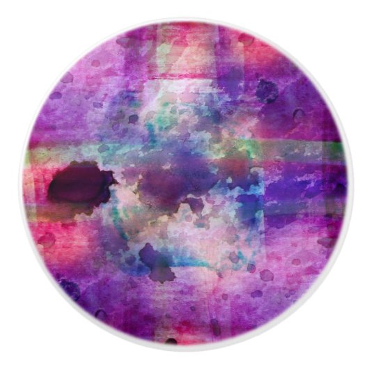 Entwurfsgrün, lila Beschaffenheit Watercolor Keramikknauf (Vorderseite)