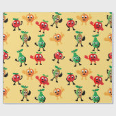 Entwurfsmuster mit niedlichem Fruchtcharakter Geschenkpapier (Flach)