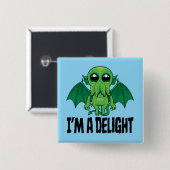 Entzückend süßes Cthulhu-Monster Button (Vorne & Hinten)