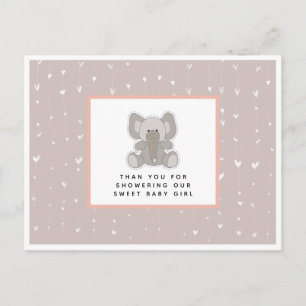 Entzückende Baby-Elefanten-Baby-Shower-Dankeschön Postkarte