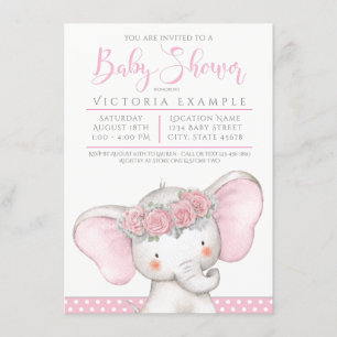 Entzückende Baby-Girly-Elefant-Baby-Shower Einladung