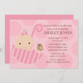 Entzückende Baby-Regenschirm-Babyparty-Einladung Einladung (Vorne/Hinten)