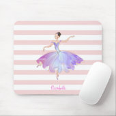 Entzückende Ballerina Rosa Weiße Streifen Mousepad (Mit Mouse)