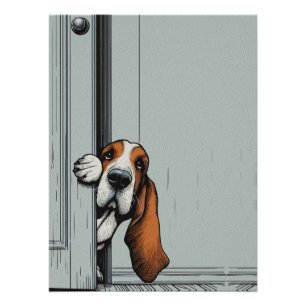 Entzückende Basset Hound-Hunde-Wandkunst Poster