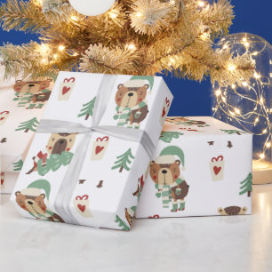 Entzückende Bäume   Teddy-Bär-Weihnachten Geschenkpapier