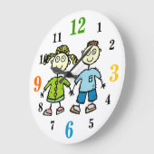 Entzückende Bruder-u. Schwester-Kinder, die Große Wanduhr (Winkel)