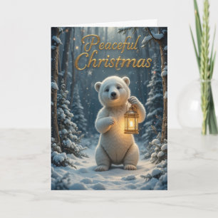 Entzückende Eisbär-Weihnachtslichter im Winter Karte