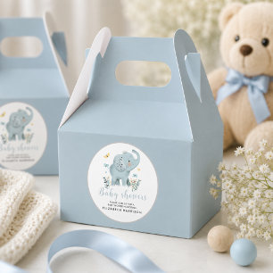 Entzückende Elefant Blau Baby Boy Shower Geschenkschachtel