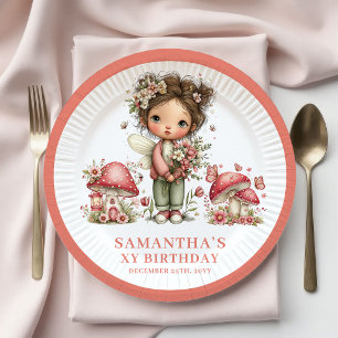 Entzückende Fee 7. Geburtstag Pastell Blumen Papie Pappteller