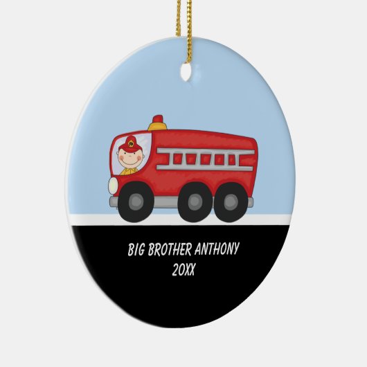 Entzückende Feuerwehrmann-Bruder-Verzierung Keramik Ornament (Rechts)