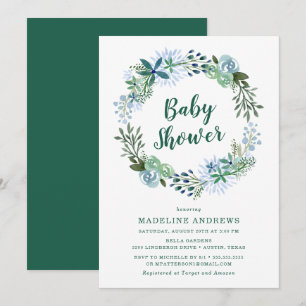 Entzückende Florale   Grüne Babyparty-Einladung Einladung