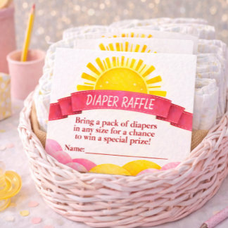 Entzückende gelbe Sonnenaufgang-Baby-Party-Windel- Begleitkarte