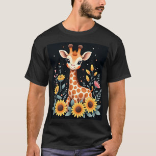 Entzückende Giraffe umgeben von Blumen Langarm T-Shirt