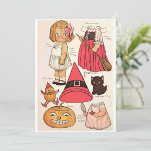 Entzückende Halloween Hexe 🎃 Papierpuppen Dankeskarte