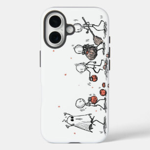 Entzückende Halloween-Strichmännchen-Szene iPhone 16 Hülle