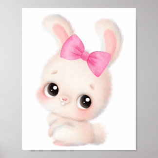 Entzückende Hasen mit rosa Schleife Wandkunst Poster