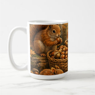 Entzückende Herbst Eichhörnchen Eicheln Schmaus Kaffeetasse