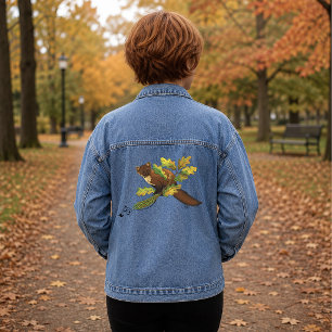 Entzückende Herbstblätter Baummarder keltisches Bl Jeansjacke
