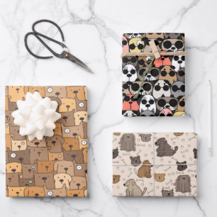 Entzückende Hunde-Freude Geschenkpapier Set