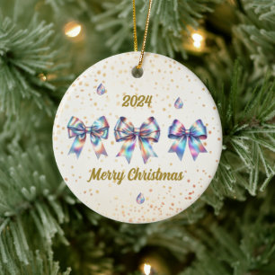 Entzückende irisierende Bögen Jahresakzent Keramik Ornament