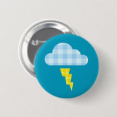 Entzückende karierte Sturm-Wolke und Blitz-Bolzen Button (Vorne & Hinten)
