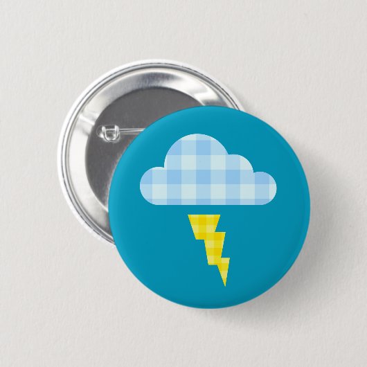 Entzückende karierte Sturm-Wolke und Blitz-Bolzen Button (Vorne & Hinten)