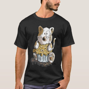 Entzückende Katze genießt ein Muffin oder Kuchen f T-Shirt