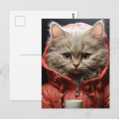 Entzückende Katze mit Kaffee Postkarte (Vorne/Hinten)