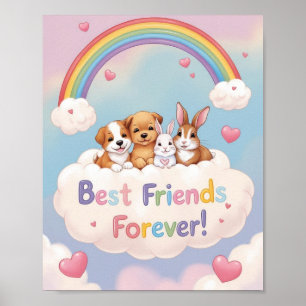 Entzückende Katzen - beste Freundinnen für immer Poster