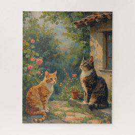 Entzückende Katzen-Gartenszene Puzzle
