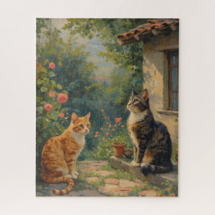 Entzückende Katzen-Gartenszene Puzzle
