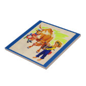 entzückende Kinder mit entzückender Kuh Fliese (Seite)