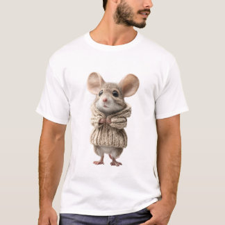 Entzückende kleine Maus mit übergroßem Strickpullo T-Shirt