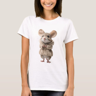 Entzückende kleine Maus mit übergroßem Strickpullo T-Shirt