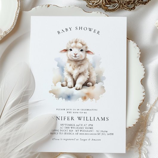 Entzückende Lamm-Baby-Shower-Einladungen