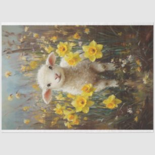 Entzückende Lamm-Gelbe Narzissen-Malerei-Decoupage Seidenpapier