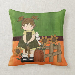 Entzückende Land-Flickenpuppe Kissen