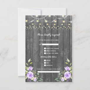 Entzückende Lavendel-Blumen-Scheunen-Hochzeit RSVP Karte