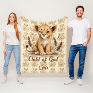 Entzückende Löwenjungen-Christus-Kunst-Glaubenszit Fleecedecke